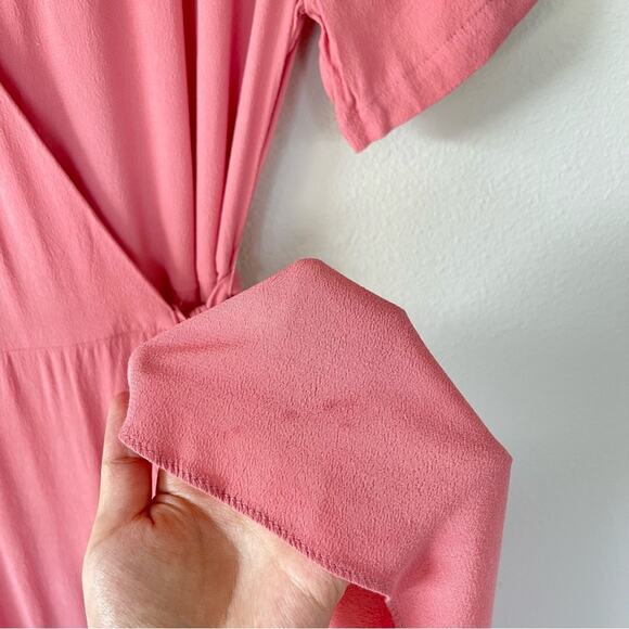 WAYF Pink Wrap Short Sleeve Midi Dress (Size XS) - Picture 8 of 9
